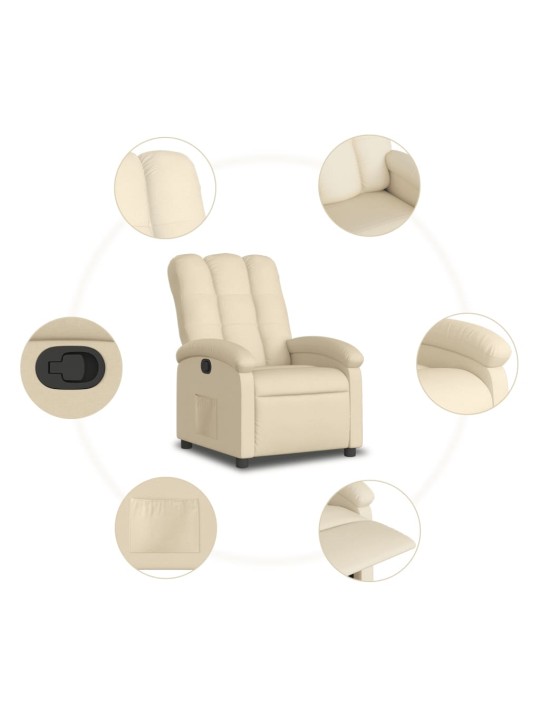 Polohovací křeslo krémové textil