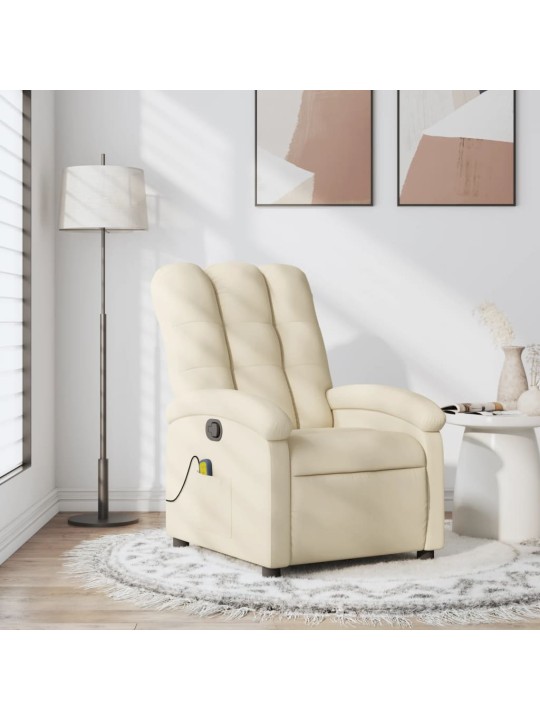 Masážní polohovací křeslo krémové textil