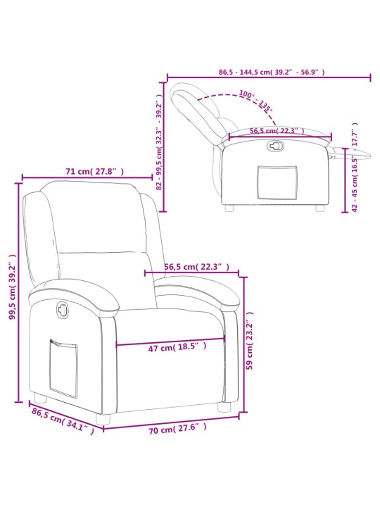 Polohovací křeslo taupe textil