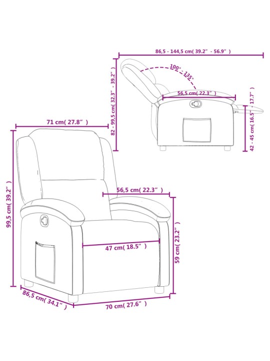 Polohovací křeslo krémové textil