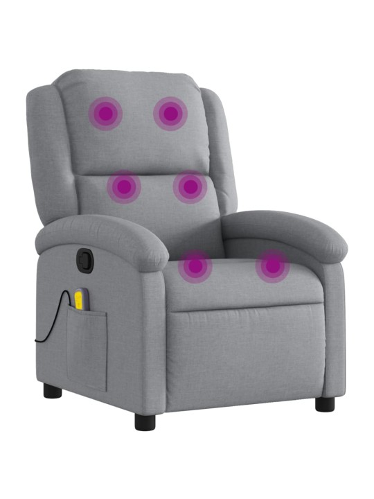 Masážní polohovací křeslo světle šedé textil