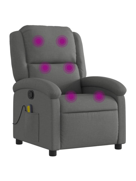 Masážní polohovací křeslo tmavě šedé textil