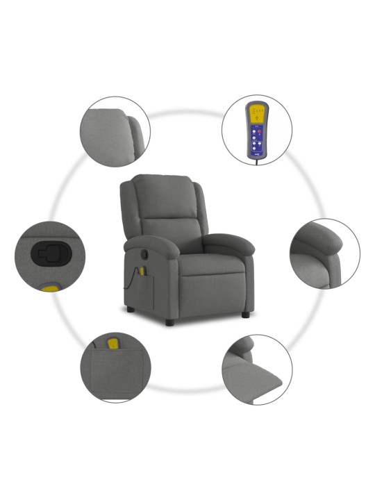 Masážní polohovací křeslo tmavě šedé textil