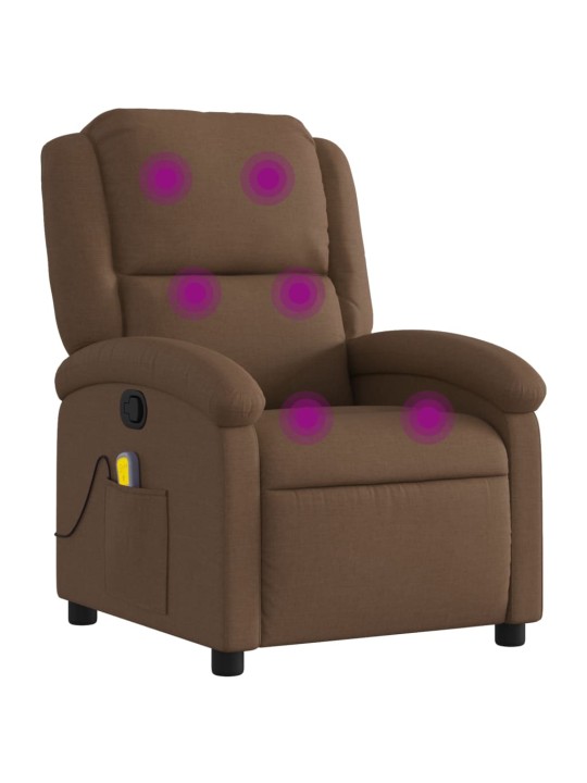 Masážní polohovací křeslo hnědé textil