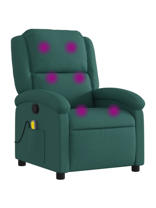 Masážní polohovací křeslo tmavě zelené textil