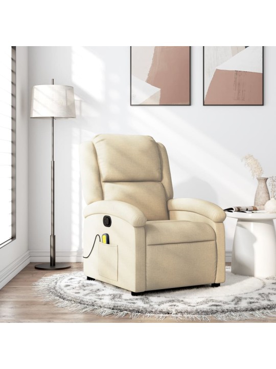 Masážní polohovací křeslo krémové textil