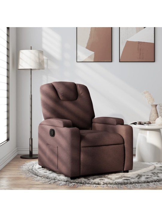 Polohovací křeslo tmavě hnědé textil