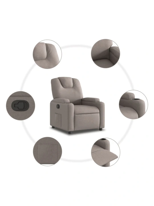 Polohovací křeslo taupe textil