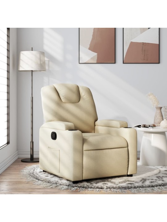 Polohovací křeslo krémové textil