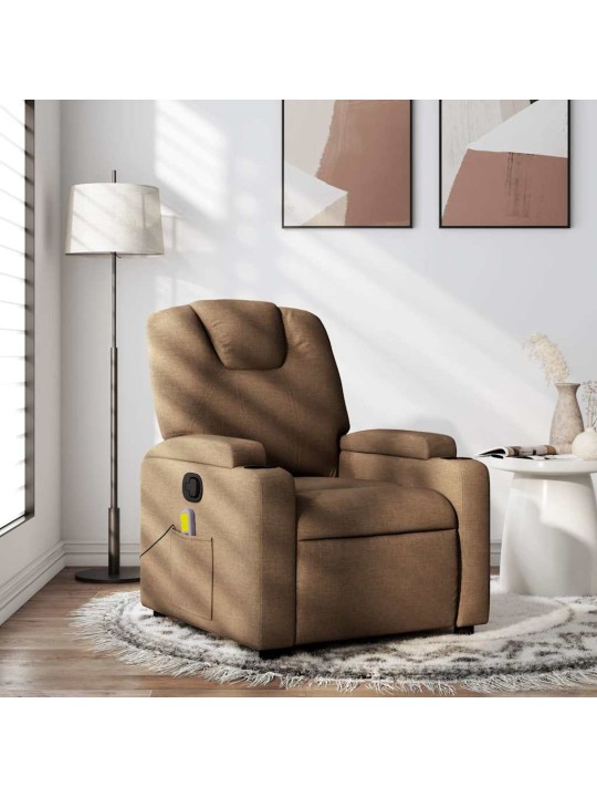 Masážní polohovací křeslo hnědé textil