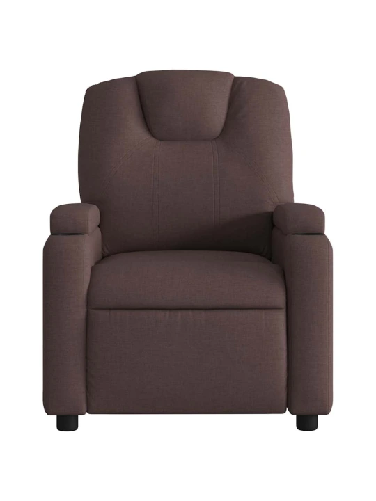 Masážní polohovací křeslo tmavě hnědé textil