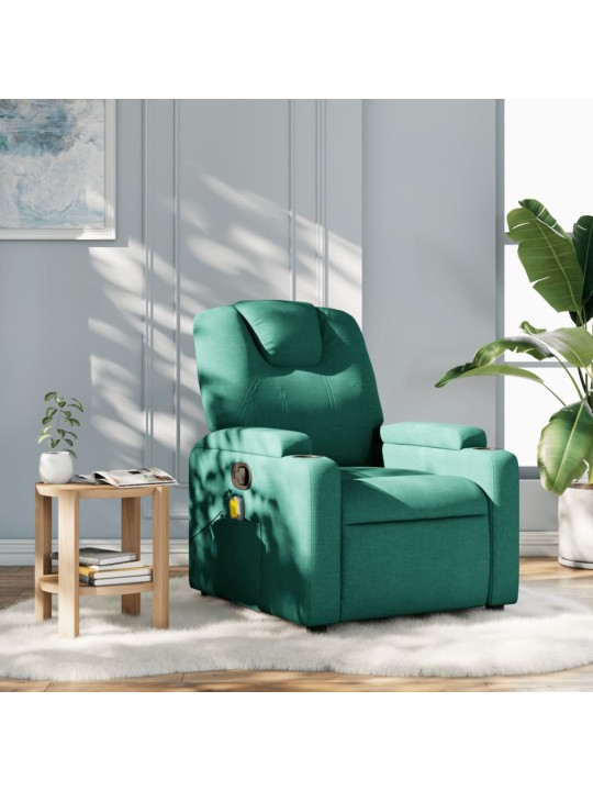 Masážní polohovací křeslo tmavě zelené textil