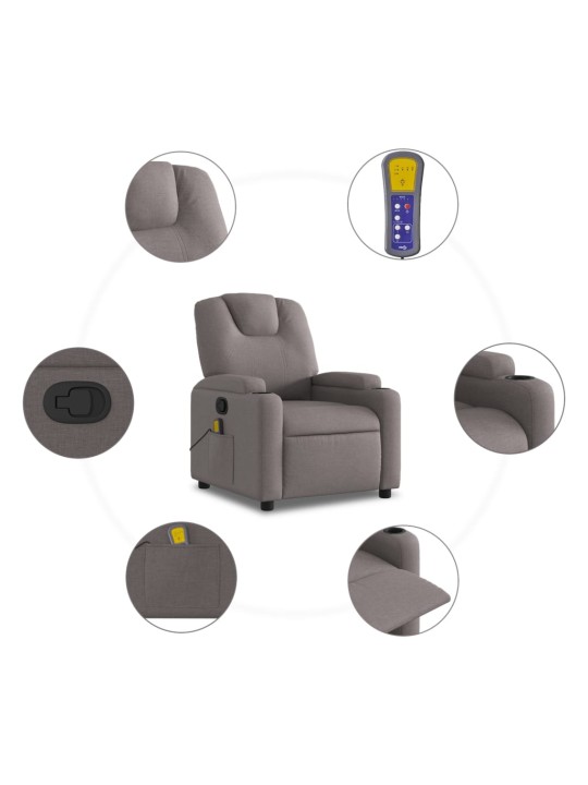 Masážní polohovací křeslo taupe textil