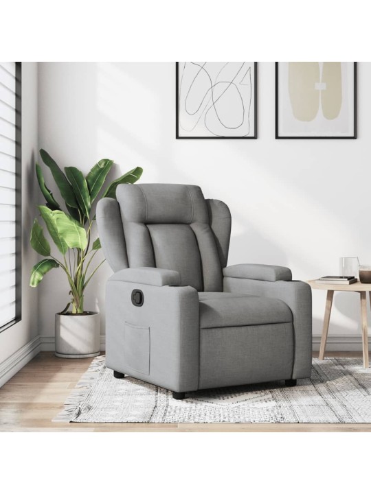 Polohovací křeslo světle šedé textil