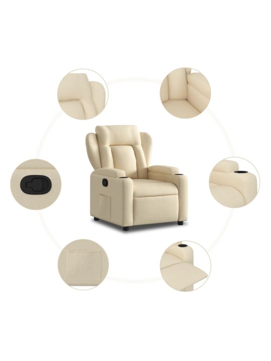 Polohovací křeslo krémové textil