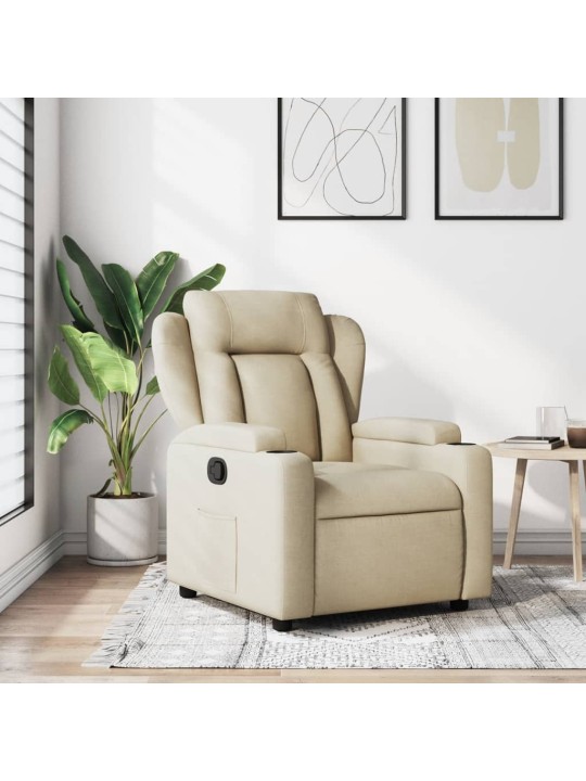 Polohovací křeslo krémové textil