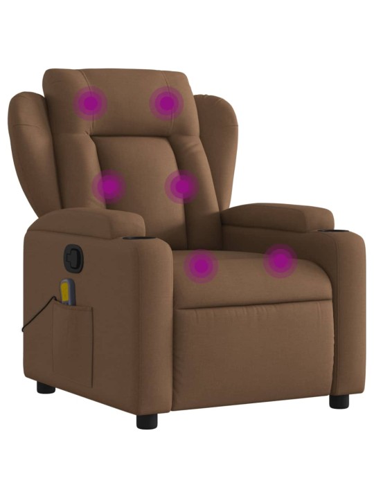 Masážní polohovací křeslo hnědé textil