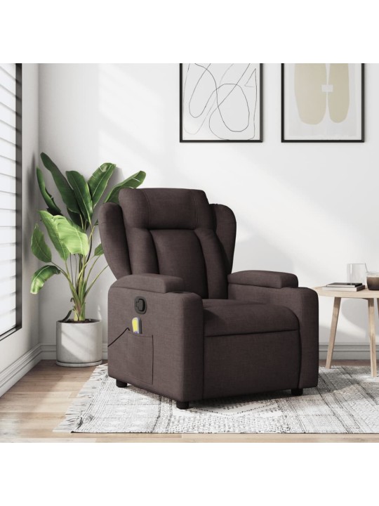 Masážní polohovací křeslo tmavě hnědé textil