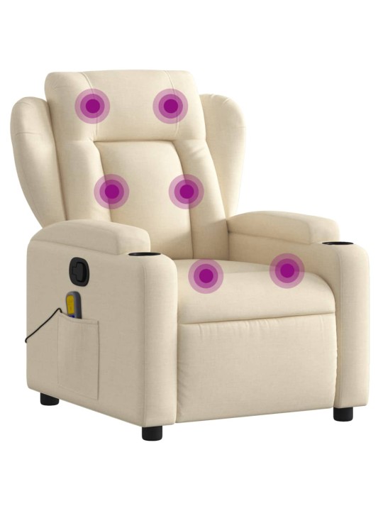 Masážní polohovací křeslo krémové textil