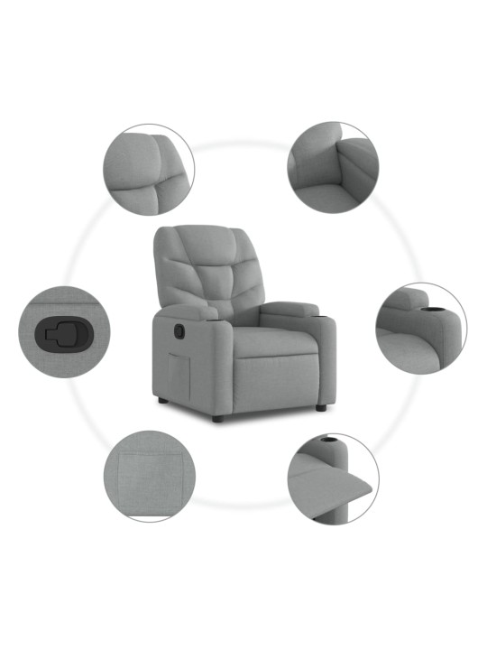 Polohovací křeslo světle šedé textil