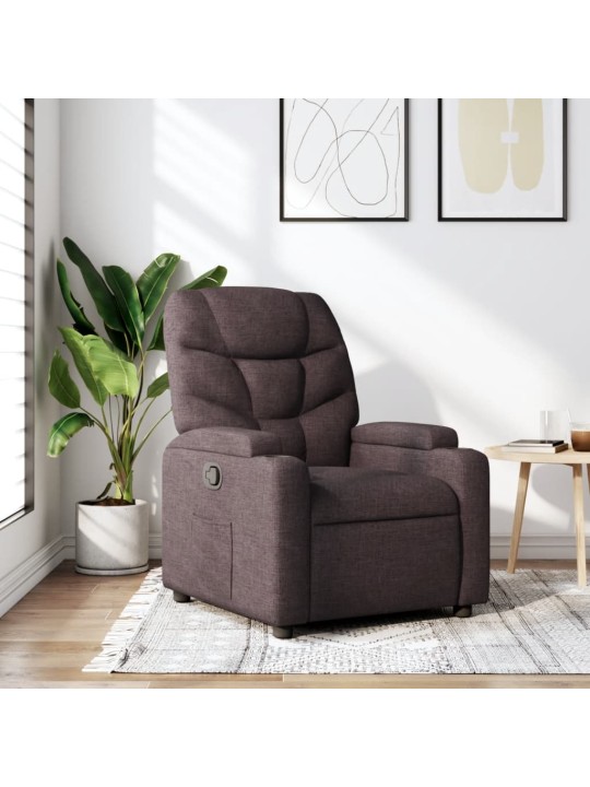 Polohovací křeslo tmavě hnědé textil