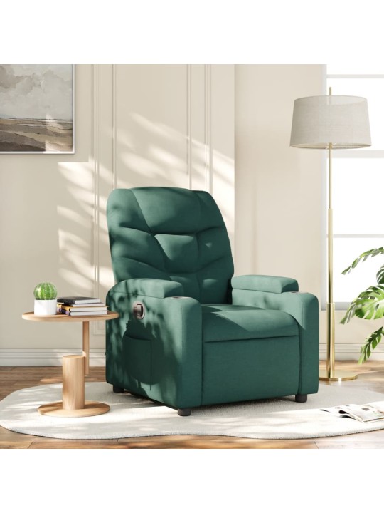 Polohovací křeslo tmavě zelené textil
