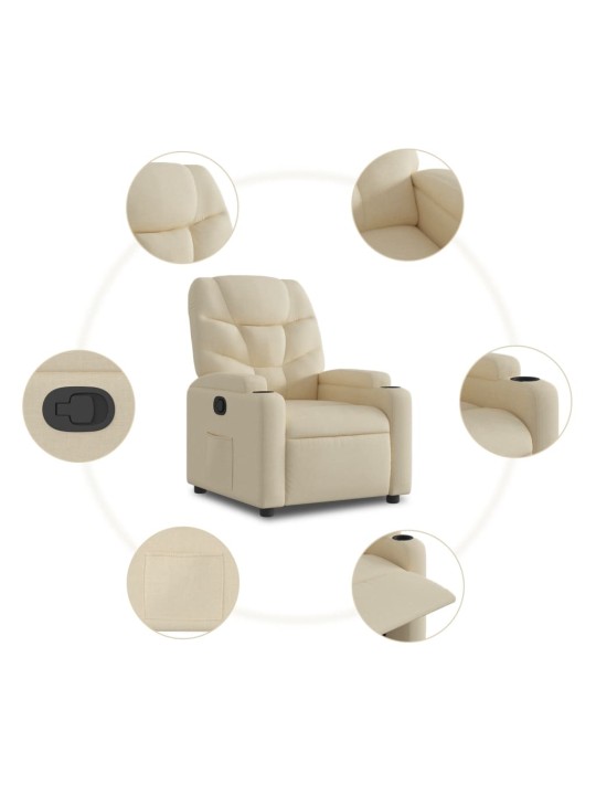 Polohovací křeslo krémové textil