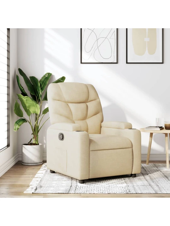 Polohovací křeslo krémové textil