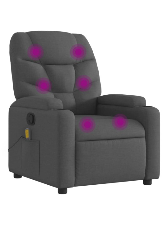 Masážní polohovací křeslo tmavě šedé textil