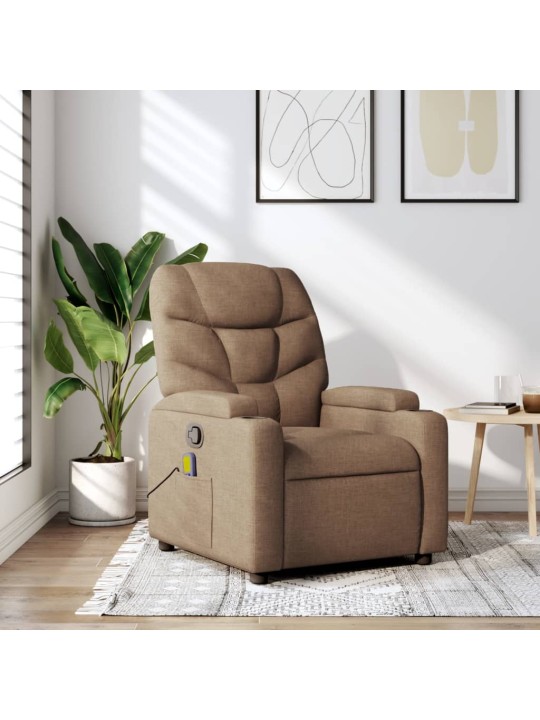 Masážní polohovací křeslo hnědé textil