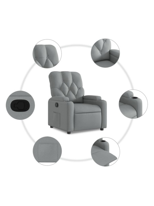 Polohovací křeslo světle šedé textil