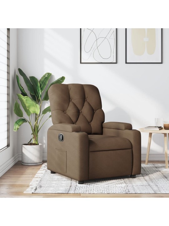 Polohovací křeslo hnědé textil