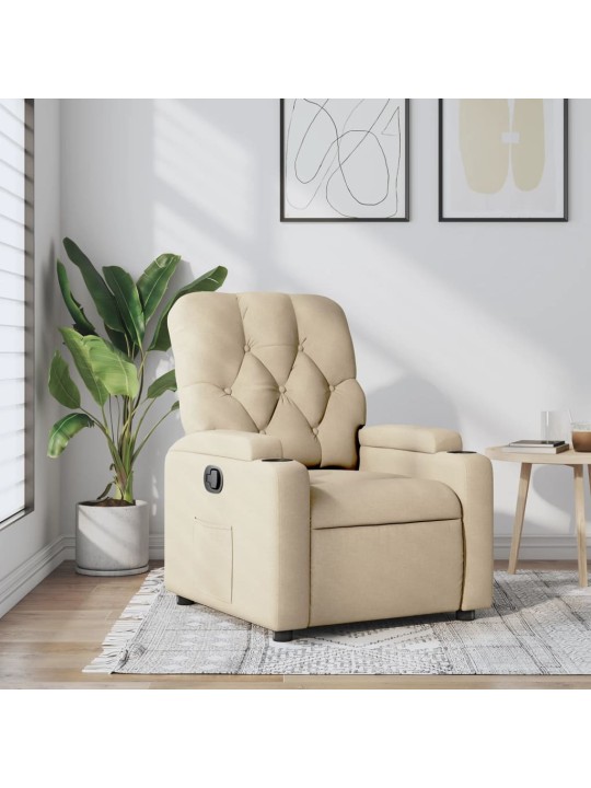 Polohovací křeslo krémové textil