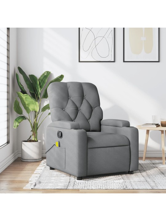 Masážní polohovací křeslo světle šedé textil