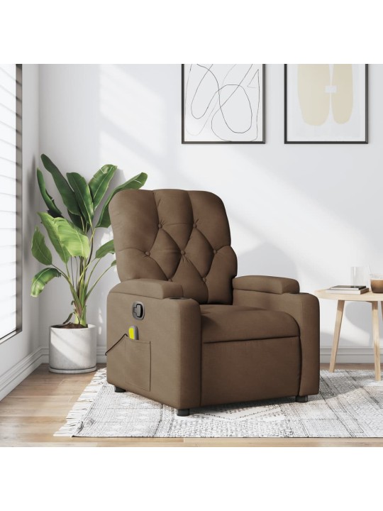 Masážní polohovací křeslo hnědé textil