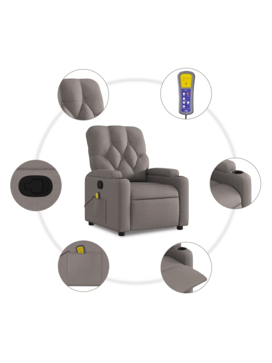 Masážní polohovací křeslo taupe textil