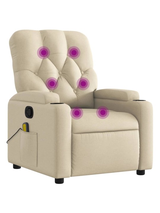 Masážní polohovací křeslo krémové textil