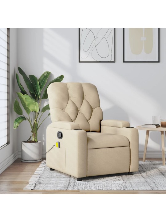 Masážní polohovací křeslo krémové textil
