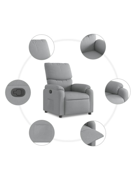 Polohovací křeslo světle šedé textil