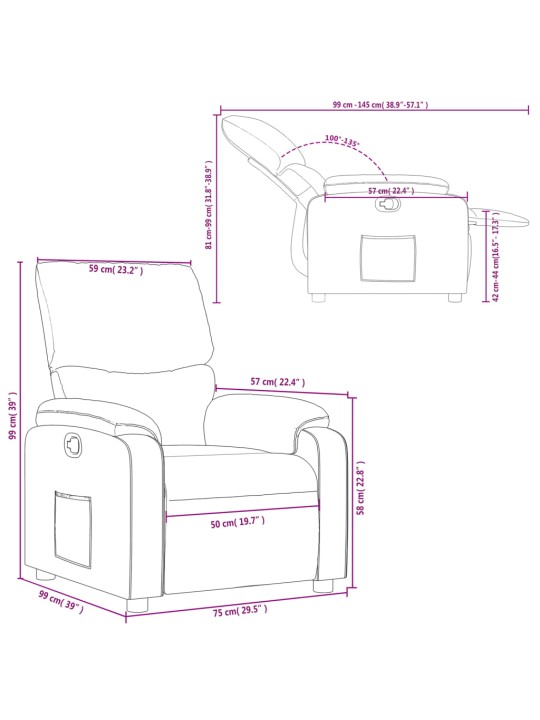 Polohovací křeslo světle šedé textil
