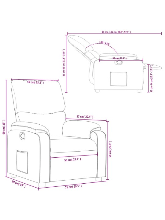 Polohovací křeslo tmavě šedé textil