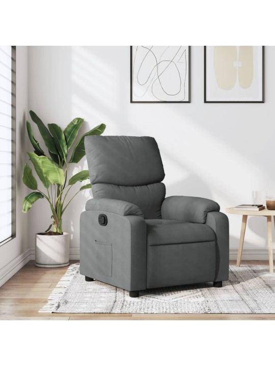 Polohovací křeslo tmavě šedé textil