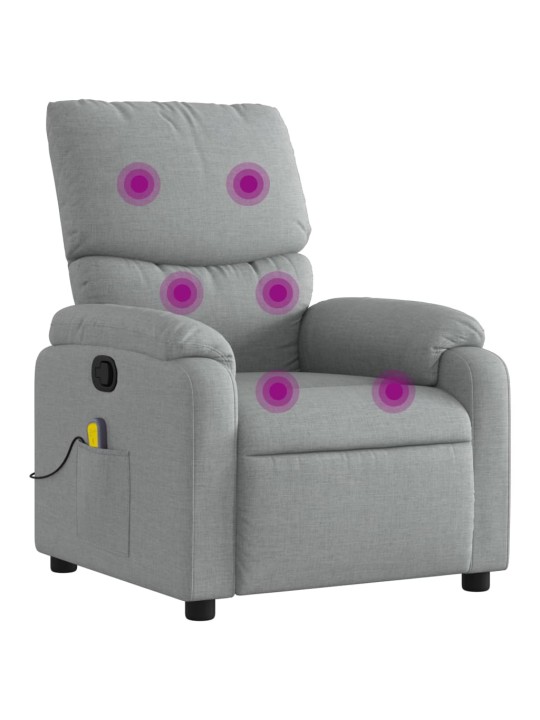 Masážní polohovací křeslo světle šedé textil