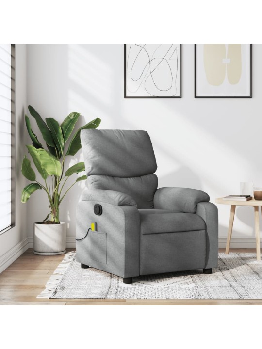 Masážní polohovací křeslo světle šedé textil