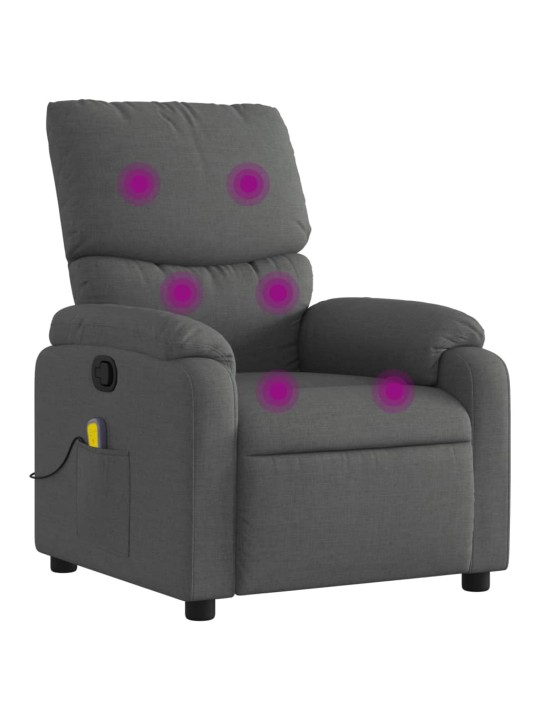 Masážní polohovací křeslo tmavě šedé textil