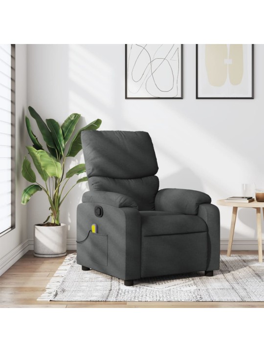Masážní polohovací křeslo tmavě šedé textil
