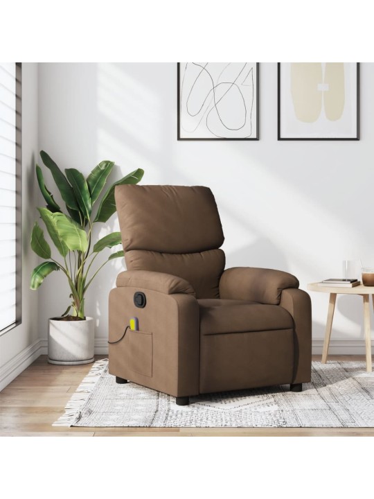 Masážní polohovací křeslo hnědé textil