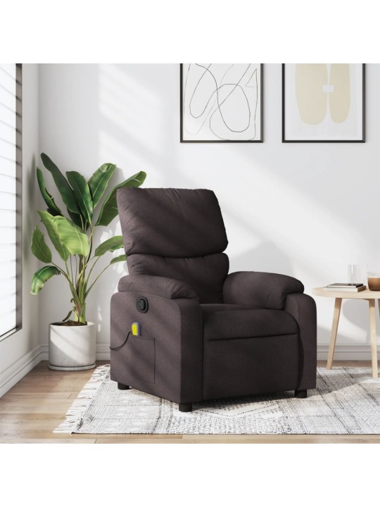 Masážní polohovací křeslo tmavě hnědé textil
