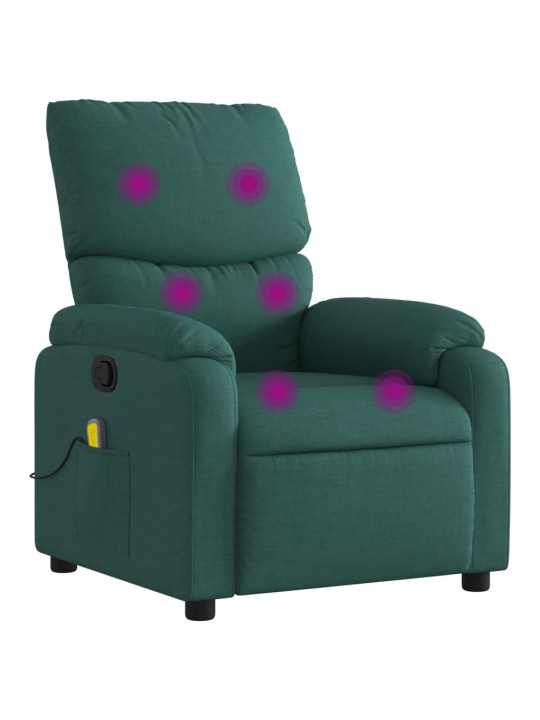 Masážní polohovací křeslo tmavě zelené textil