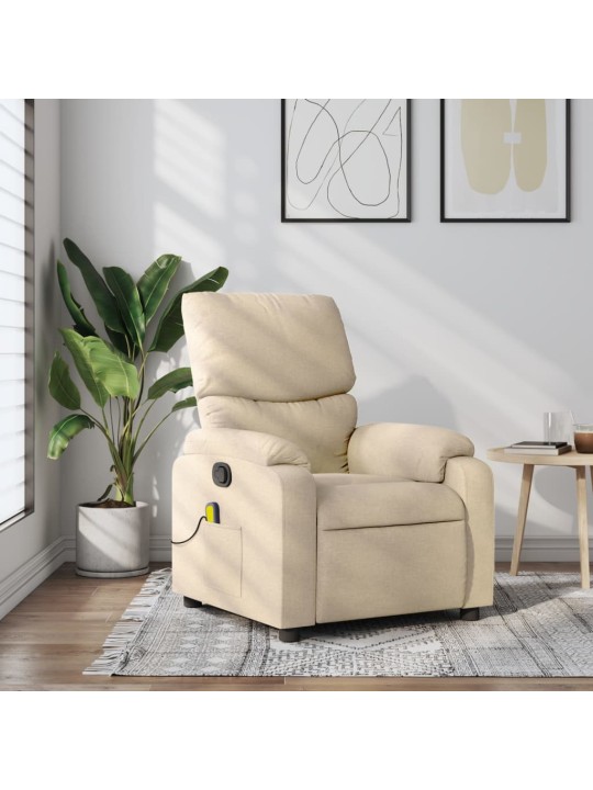 Masážní polohovací křeslo krémové textil
